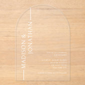 積み上げモダンエレガント澄ん結婚名 アクリル招待状 (正面)