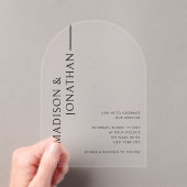 積み上げモダンエレガント澄ん結婚名 アクリル招待状 (インサイチュ (ポータブル))