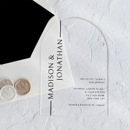 積み上げモダンエレガント澄ん結婚名 アクリル招待状