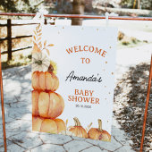 積み上げ小さなかぼちゃ赤ちゃんシャワー歓迎サイン フォトプリント