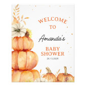 積み上げ小さなかぼちゃ赤ちゃんシャワー歓迎サイン フォトプリント (正面)