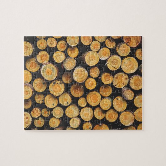 積み上げ木材の木のログ ジグソーパズル (横)