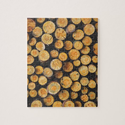 積み上げ木材の木のログ ジグソーパズル (縦)