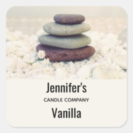 積み上げ石瞑想型樽キャンドルビジネス スクエアシール