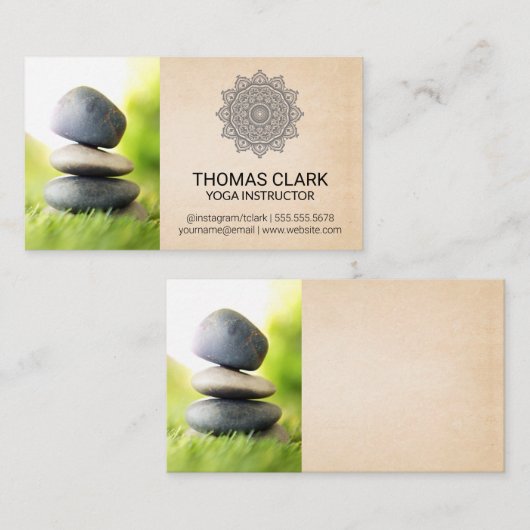 積み上げ石 | Zen |ヨガマンダラパターン 名刺 (正面/裏面)