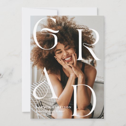 積み上げ積み上げ文字タイポグラフィ卒業 招待状 (正面)