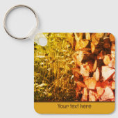 積み上げ薪自然 パーソナライズされた キーホルダー (正面)