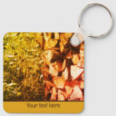 積み上げ薪自然 パーソナライズされた キーホルダー (裏面)