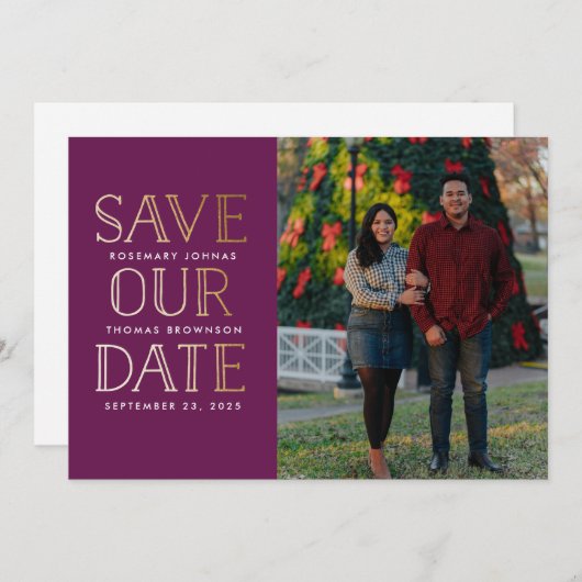 積み上げ金ゴールド写真日付の保存 セーブザデート (正面/裏面)