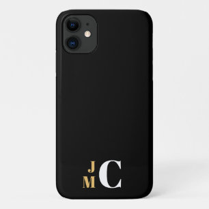 積み上パーソナライズされたげイニシャル、黒/金ゴールド/白 iPhone 11 ケース