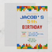 積み木の誕生日パーティー 招待状 (正面/裏面)