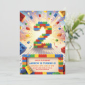 積み木2歳の誕生日パーティー 招待状 (スタンド正面)