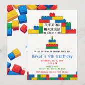 積み木 ブロック お誕生日 招待状 (正面/裏面)