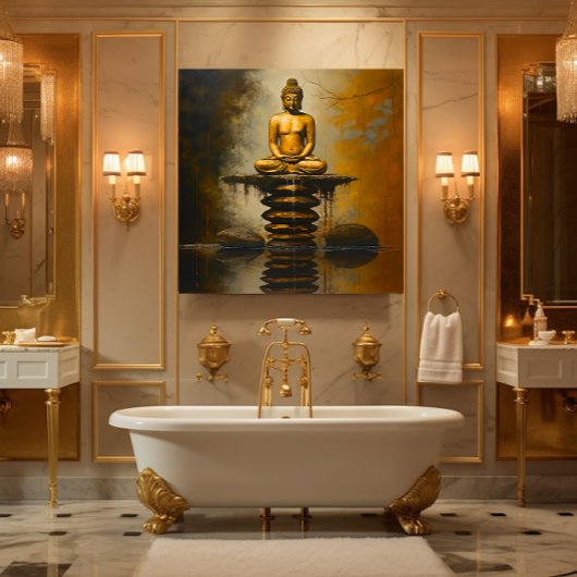 積み石の上の仏 キャンバスプリント