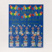 積み重なったプレゼントと多くのカラフル風船 ジグソーパズル (縦)