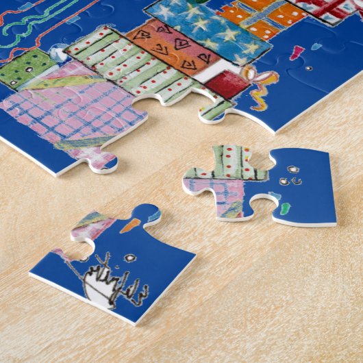 積み重なったプレゼントと多くのカラフル風船 ジグソーパズル (側面)