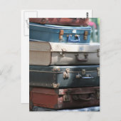 積み重なったヴィンテージスーツケース ポストカード (正面/裏面)
