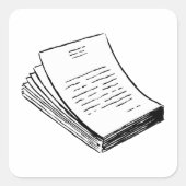 積み重なった紙 スクエアシール (正面)