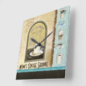 積み重なるお母さんのDejaの醸造物のコーヒー芸術はマグのカフェインをすくいます スクエア壁時計 (傾斜)