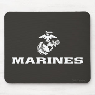 積み重なるUSMCのロゴ-白 マウスパッド