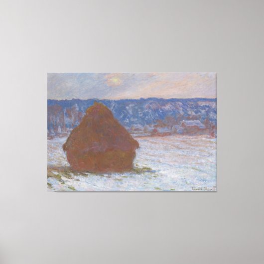 積み重ねた小麦（積雪効果、曇り日） (1890-9) キャンバスプリント (正面)