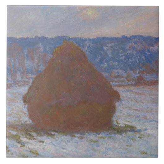 積み重ねた小麦（積雪効果、曇り日） (1890-9) タイル (正面)