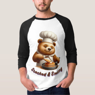 積み重ねと笑顔シェフベア料理パンケーキ Tシャツ