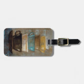 積み重ねられたコーヒーカップ ラゲッジタグ (正面横)