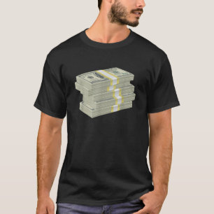 積み重ねられたドル紙幣デザイン Tシャツ