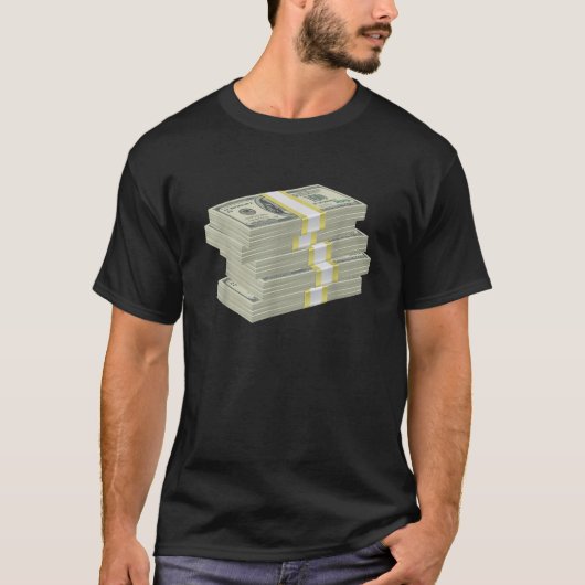 積み重ねられたドル紙幣デザイン Tシャツ (正面)