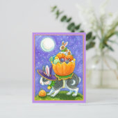 積み重ねられたハロウィーンバンニー、キャンディーコーンカラフル、 シーズンポストカード (スタンド正面)