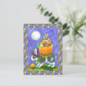 積み重ねられたハロウィーンバンニー、キャンディーコーンカラフル、 シーズンポストカード (スタンド正面)