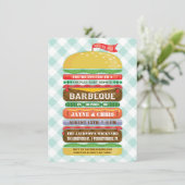 積み重ねられたハンバーガーのベビーシャワーのバーベキュー 招待状 (スタンド正面)
