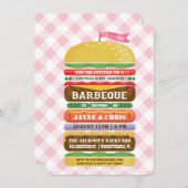 積み重ねられたハンバーガーの女の子のベビーシャワーのバーベキュー 招待状 (正面/裏面)