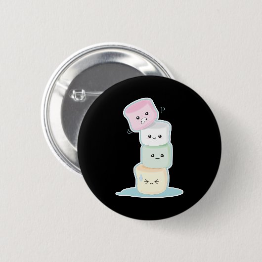 積み重ねられたマシュマロ 缶バッジ (正面&裏面)