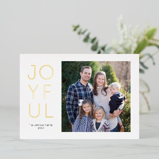 積み重ねられたモダン喜ばしいクリスマスの写真 箔シーズンカード (立ち正面)