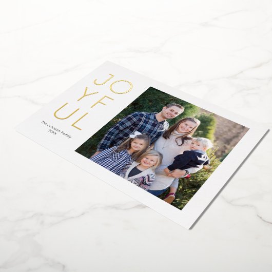 積み重ねられたモダン喜ばしいクリスマスの写真 箔シーズンカード (回転した状態)