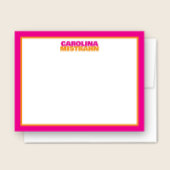 積み重ねられた名前のピンクオレンジ枠がかわいいステーショナリー ノートカード