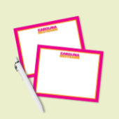 積み重ねられた名前のピンクオレンジ枠がかわいいステーショナリー ノートカード