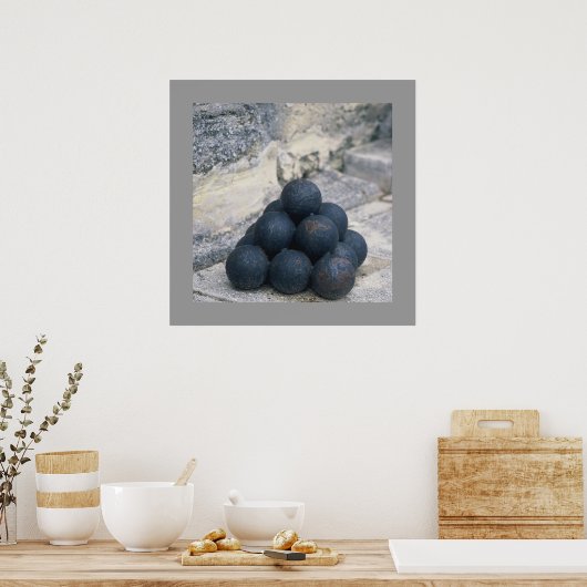 積み重ねられた大砲のボール ポスター (キッチン)