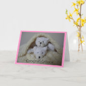 積み重ねられた少女ツインベア カード (黄色い花)