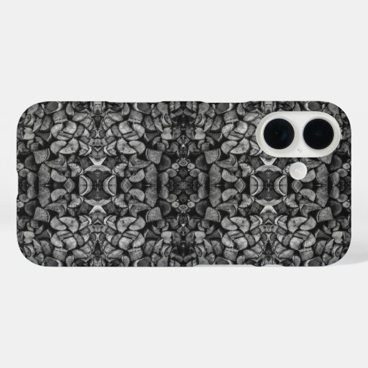 積み重ねられた木の幹の切り株 - 黒と白の写真 Case-Mate iPhoneケース (裏面 (横))