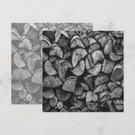 積み重ねられた木材の切り株 黒と白の写真 カード
