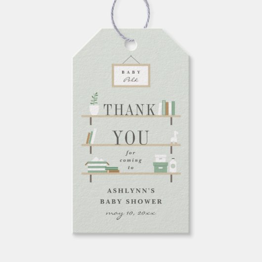 積み重ねられた棚の赤ん感謝してい坊のシャワーメッセージカード、 ギフトタグ (正面)