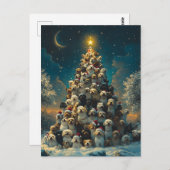 積み重ねられた犬のクリスマスツリー ポストカード (正面/裏面)