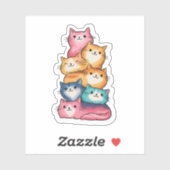 積み重ねられた猫の水彩アートステッカー 可愛い シール (シート)