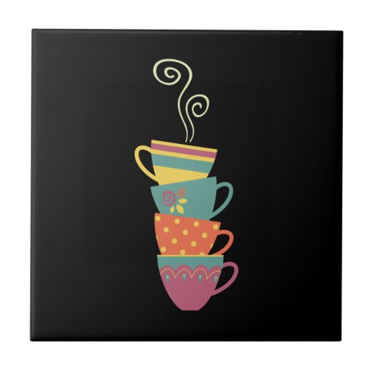 積み重ねられた磁器のキュプラ、紅茶、コーヒー蒸し タイル (正面)
