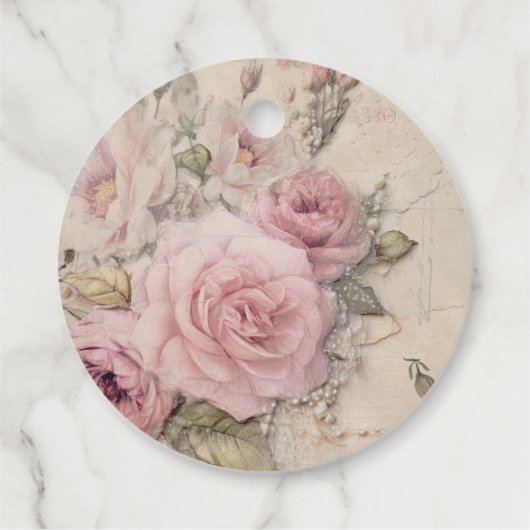 積み重ねられた花のティーカップのエフェメラ・ブライダルシャワー フェイバータグ (裏面)