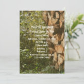 積み重ねられた薪が落ちる自然 招待状 (スタンド正面)