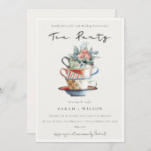 積み重ねカップ任意の年周年茶パーティー招待状 サンキューカード (正面/裏面)